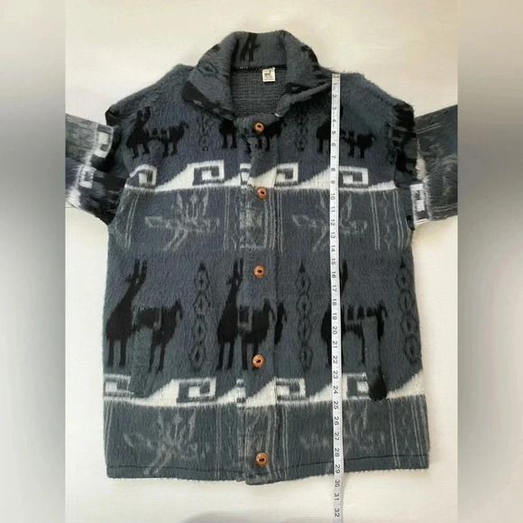 Tejidos Centenario Wool Blend Wooden Button Front Sweater Jacket Size M Men’s - Picture 5 of 8